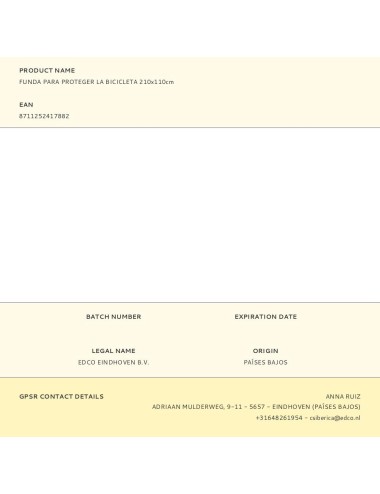 Funda para proteger la bicicleta 210x110cm