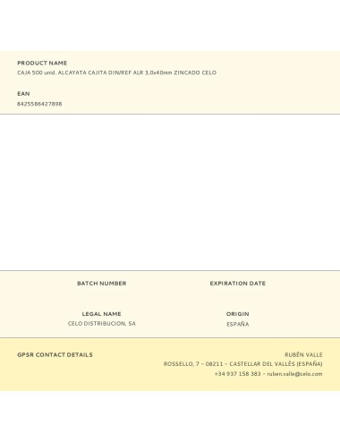 Caja 500 unid. alcayata cajita din/ref alr 3,0x40mm zincado celo