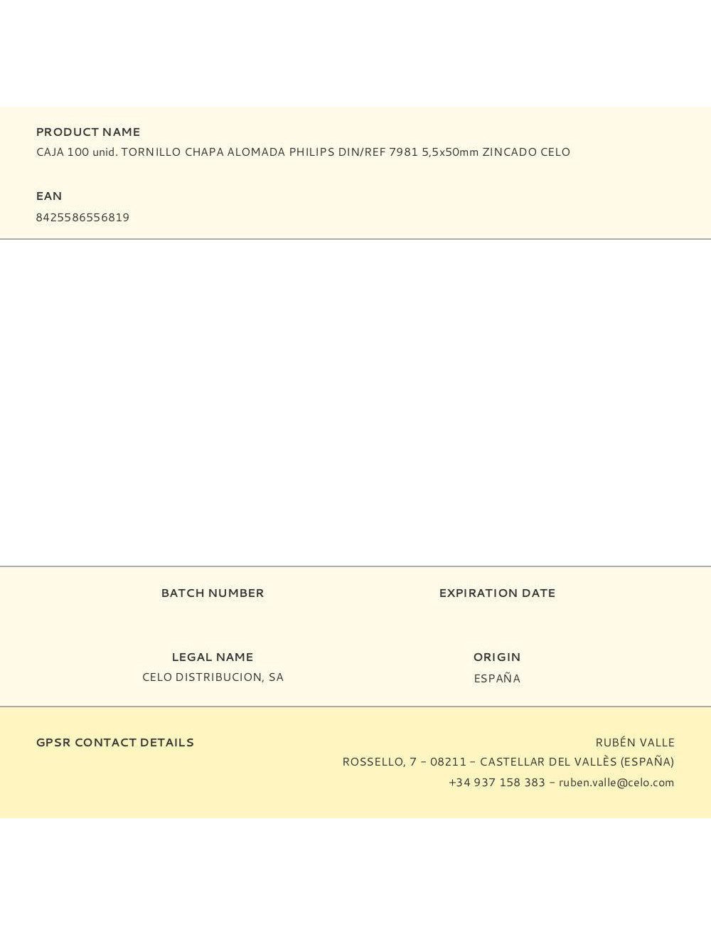 Caja 100 unid. tornillo chapa alomada philips din/ref 7981 5,5x50mm zincado celo