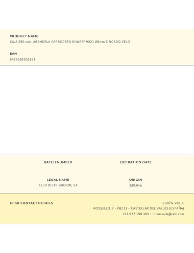 Caja 250 unid. arandela carrocero din/ref 9021 ø8mm zincado celo