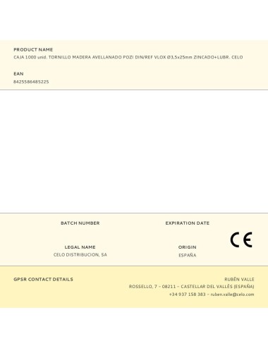 Caja 1000 unid. tornillo madera avellanado pozi din/ref vlox ø3,5x25mm zincado+lubr. celo