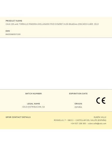 Caja 150 unid. tornillo madera avellanado pozi din/ref vlox ø4x60mm zincado+lubr. celo