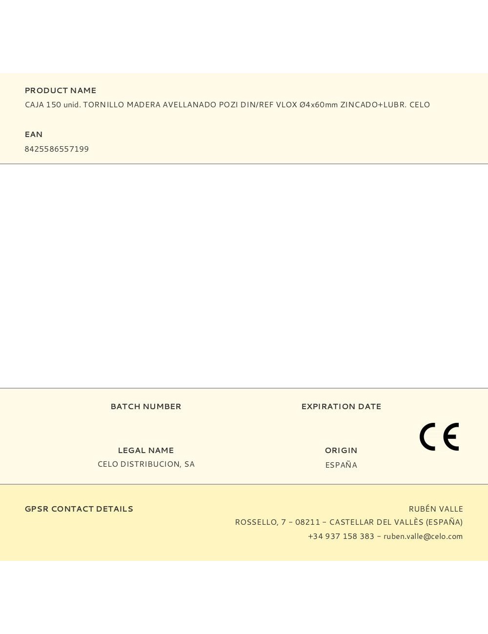 Caja 150 unid. tornillo madera avellanado pozi din/ref vlox ø4x60mm zincado+lubr. celo