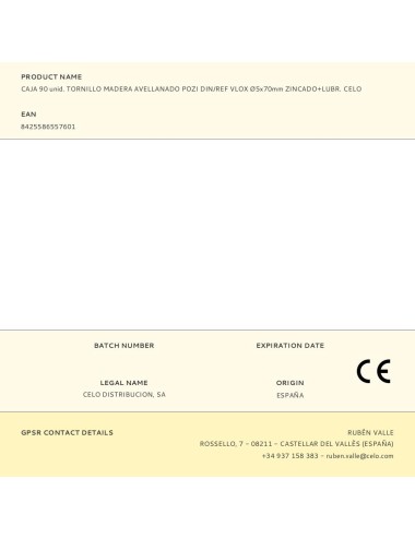 Caja 90 unid. tornillo madera avellanado pozi din/ref vlox ø5x70mm zincado+lubr. celo