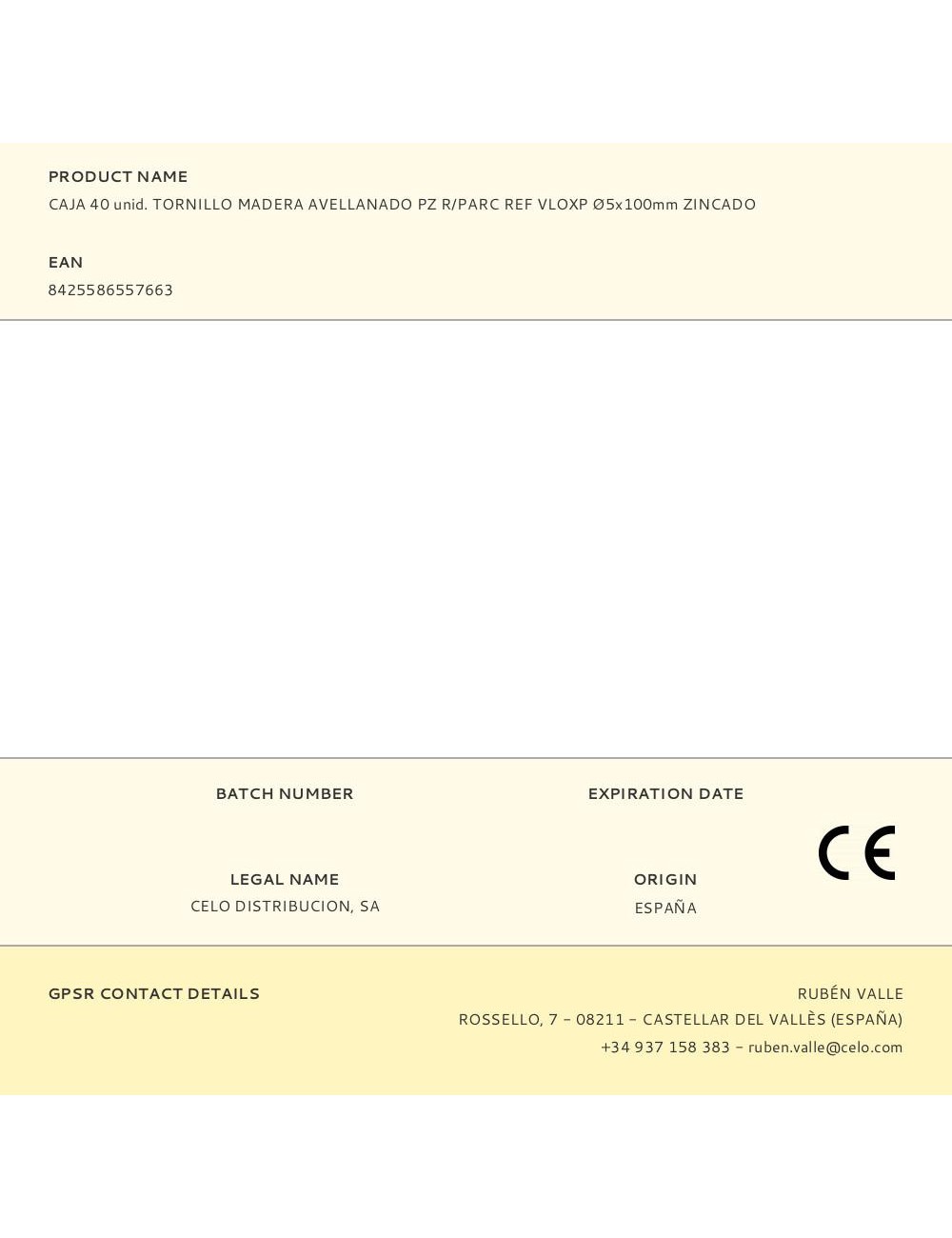 Caja 40 unid. tornillo madera avellanado pz r/parc ref vloxp ø5x100mm zincado