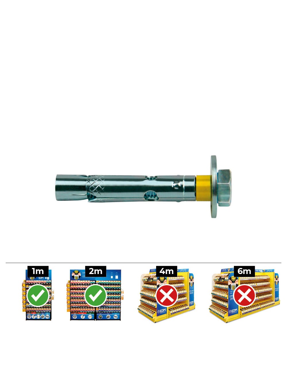 Anclaje dynabolt tornillo zincado m8 ø10 x 60 mm, caja 20 uds