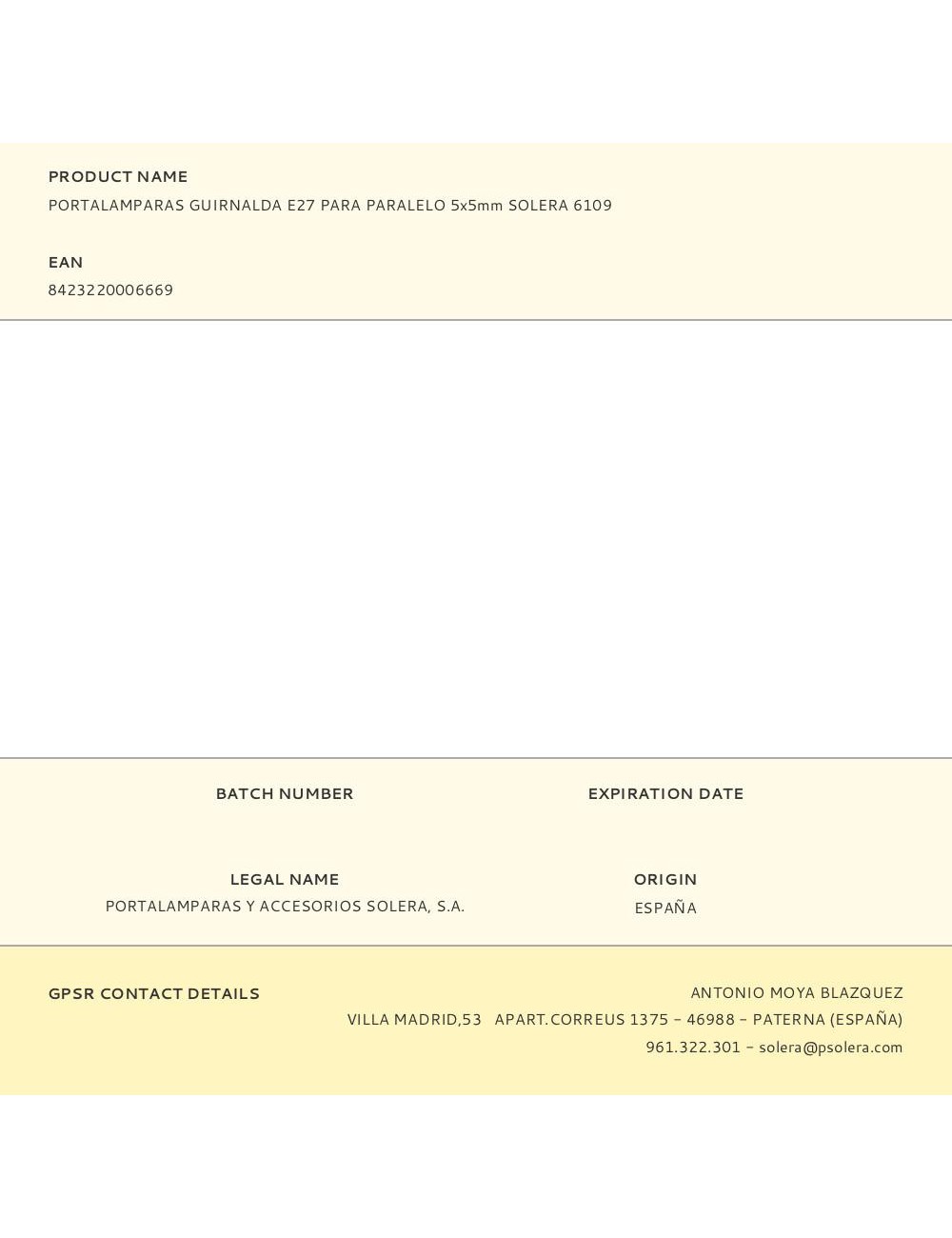 Portalamparas guirnalda e27 para paralelo 5x5mm solera 6109