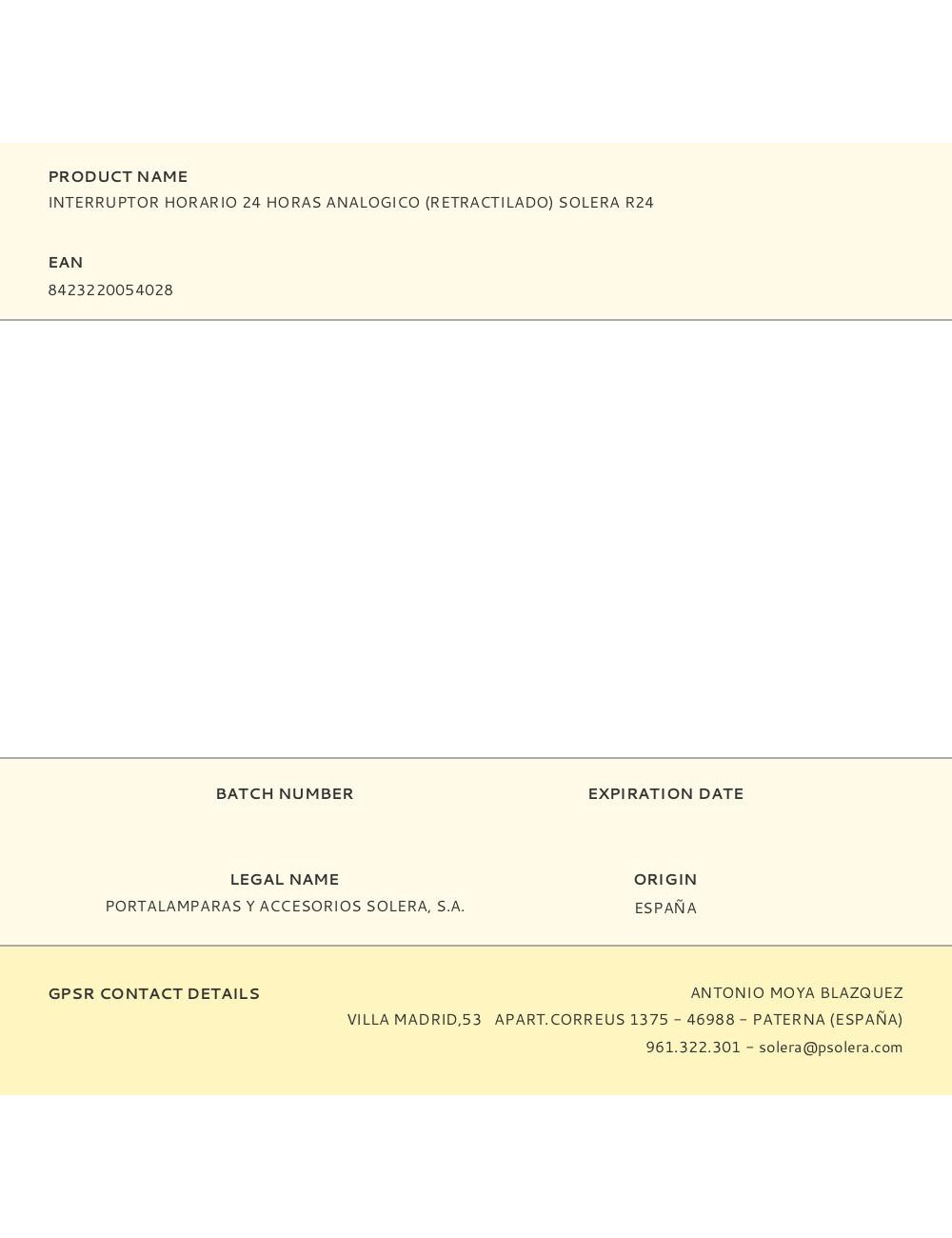 Interruptor horario 24 horas analogico (retractilado) solera r24