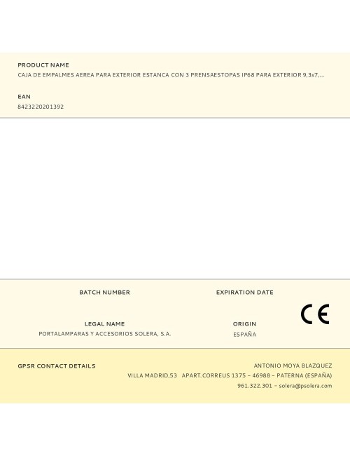 Caja de empalmes aerea para exterior estanca con 3 prensaestopas ip68 para exterior 9,3x7,3x3,8cm black series solera (retra ...