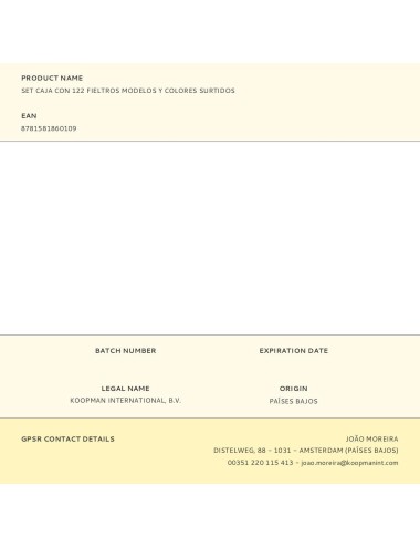 Set caja con 122 fieltros modelos y colores surtidos