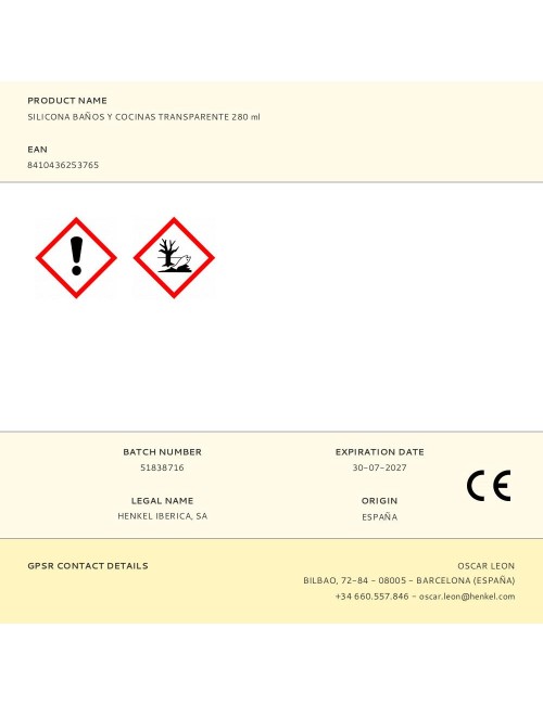 Silicona baños y cocinas transparente 280 ml