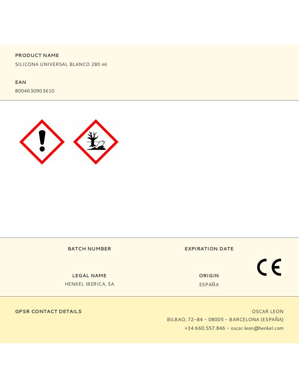 Silicona universal blanco 280 ml