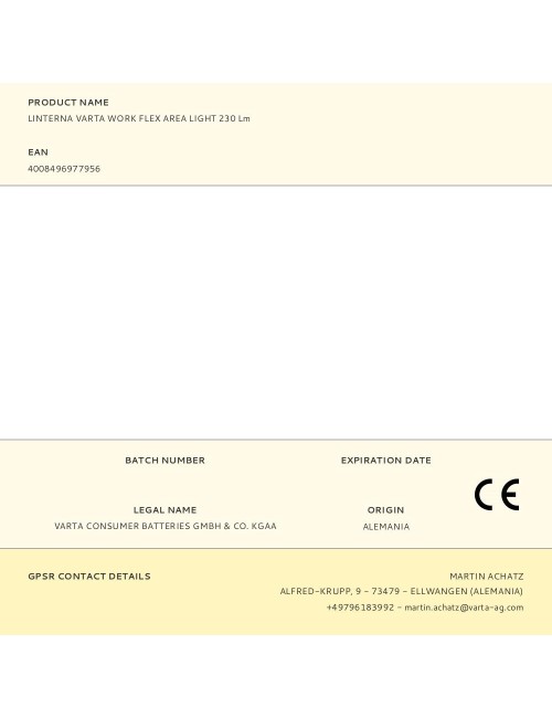 Linterna varta work flex area light 230 lm