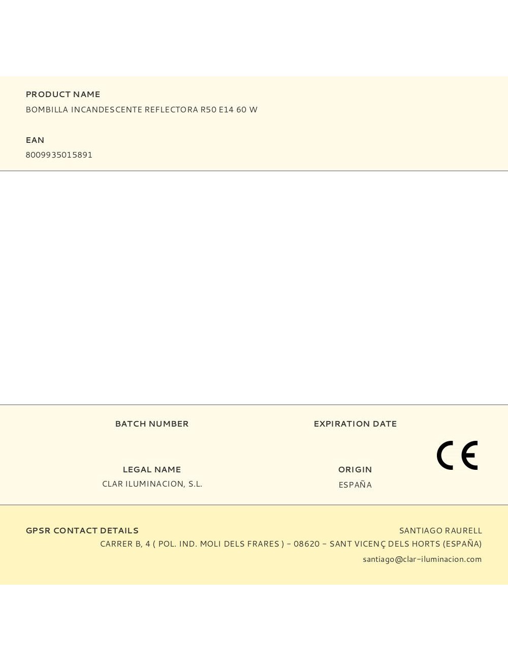 Bombilla incandescente reflectora r50 e14 60 w