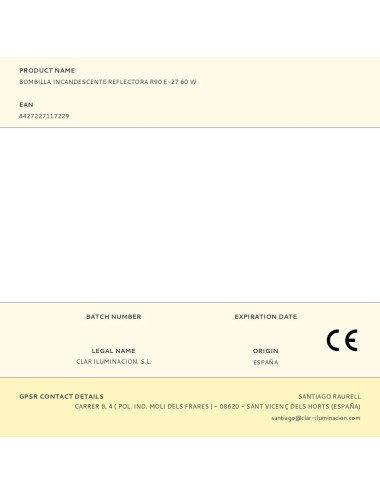 Bombilla incandescente reflectora r90 e-27 60 w