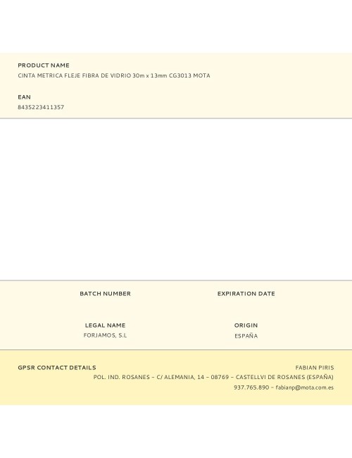 Cinta metrica fleje fibra de vidrio 30 m x 13 mm