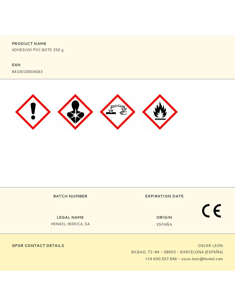 Adhesivo pvc bote 250 g