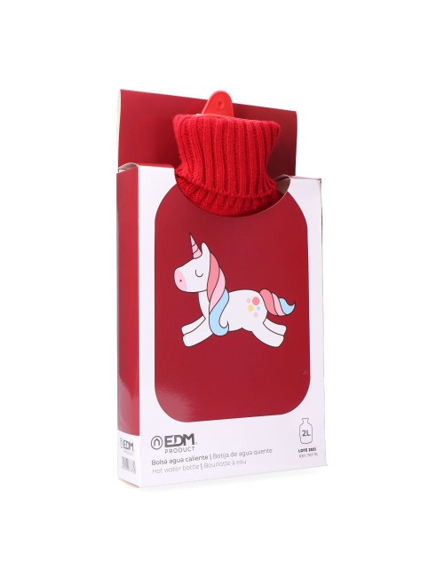 Bolsa de agua caliente 2 l modelo roja unicornio