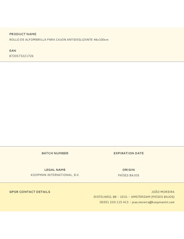 Rollo de alfombrilla para cajón antideslizante 46 x 100 cm