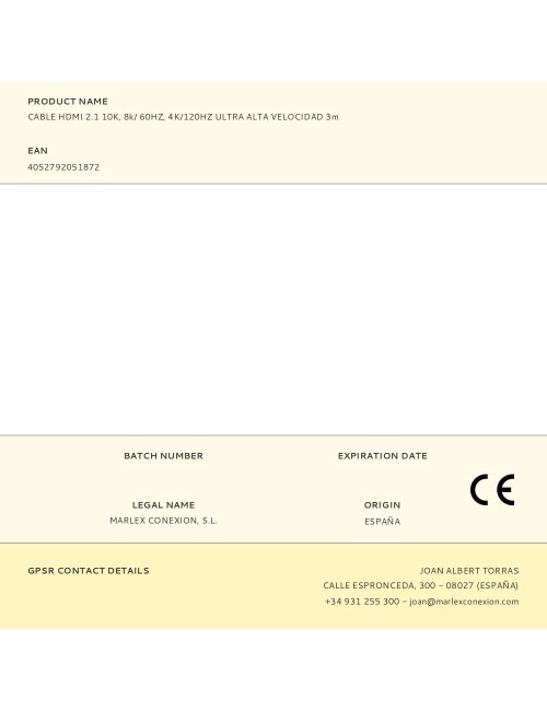 Cable hdmi 2.1 10k, 8k/ 60hz, 4k/120hz ultra alta velocidad 3m