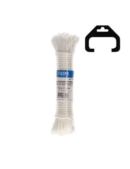 Cordón trenzada tendedero polipropileno blanco, calibre 4,5 mm x 10 m