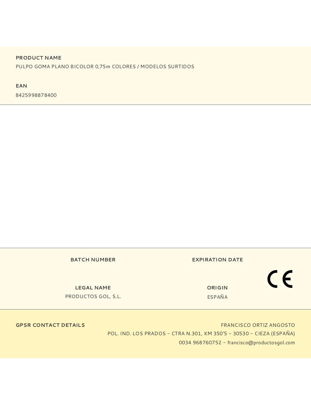 Pulpo goma plano bicolor 0,75m colores / modelos surtidos