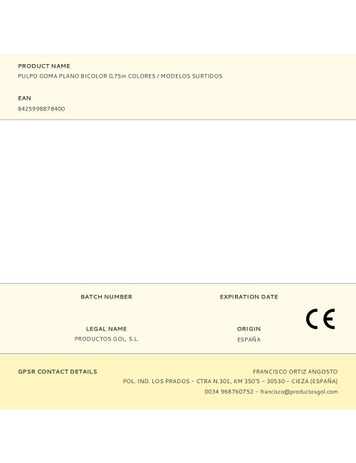 Pulpo goma plano bicolor 0,75m colores / modelos surtidos