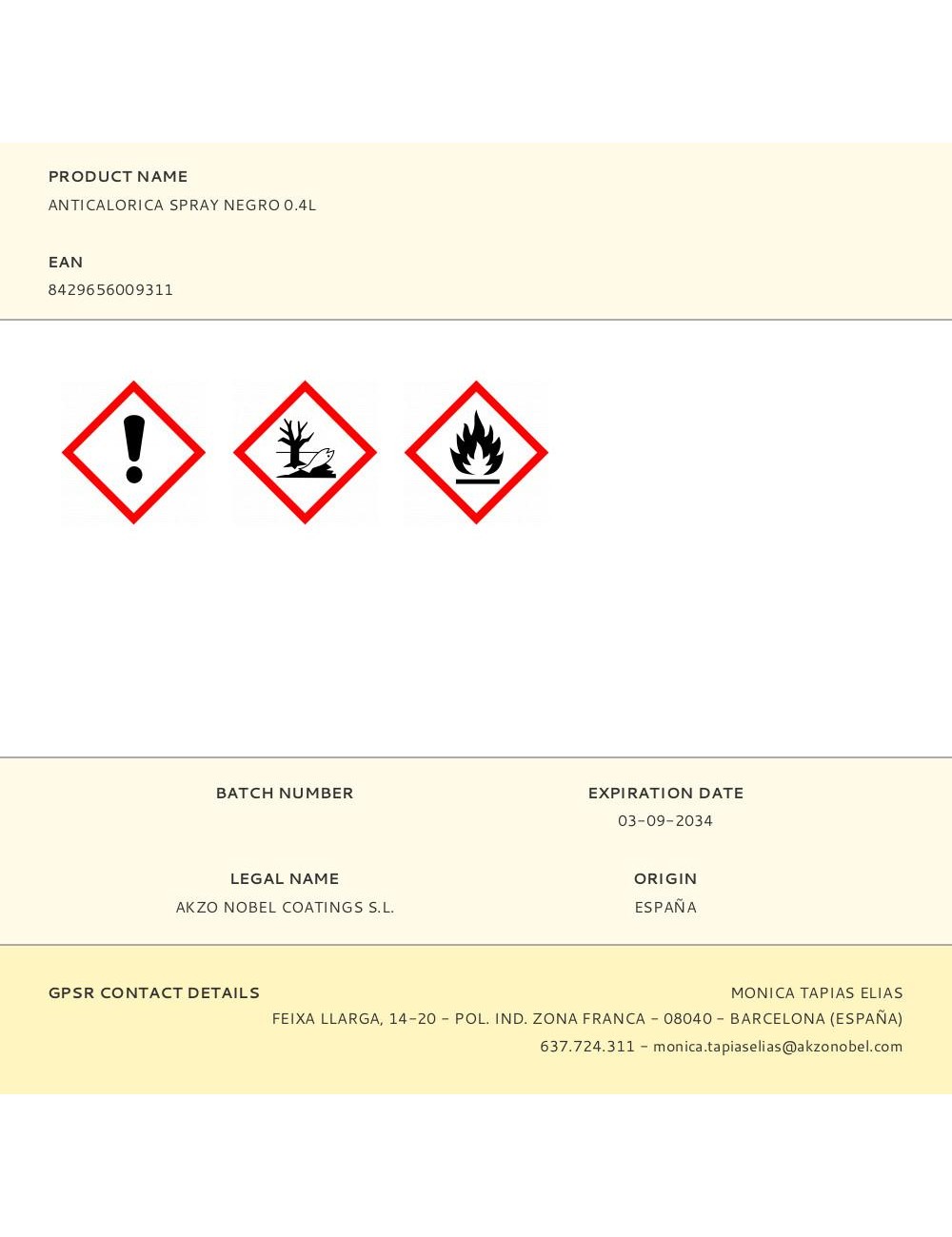 Pintura en spray anticalórica negro 400 ml