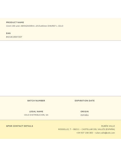 Caja 100 unid. abrazadera l ø15x40mm din/ref l celo
