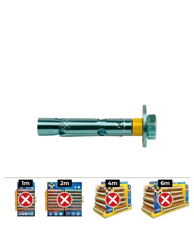 Anclaje dynabolt tornillo zincado m10 ø14 x 100 mm, caja 50 uds