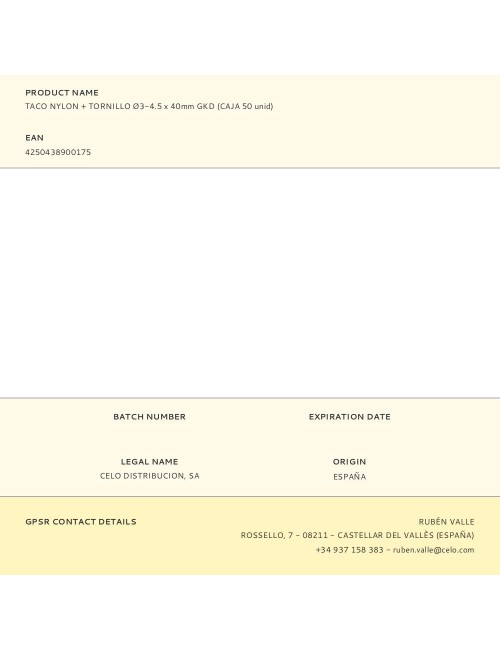 Taco nylon + tornillo ø3-4.5 x 40mm gkd (caja 50 unid)