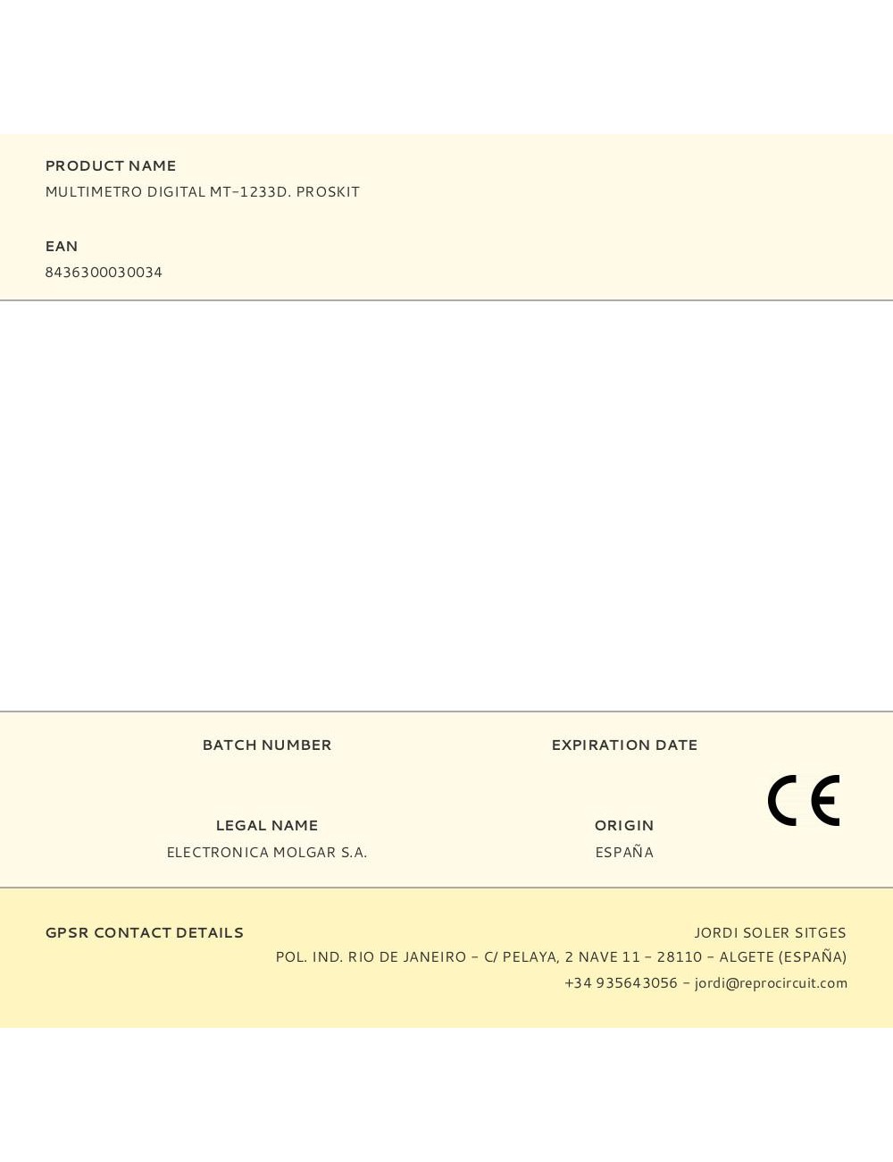 Multimetro digital mt-1233d. proskit