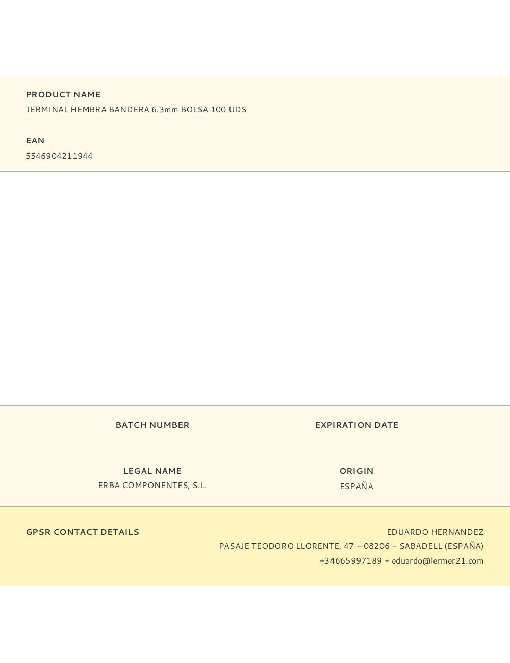 Terminal hembra bandera 6,3 mm, bolsa 100 uds