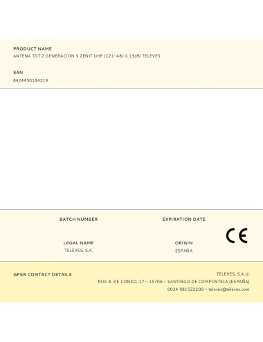 Antena tdt 2 generacion v zenit uhf (c21-48) g 13dbi televes