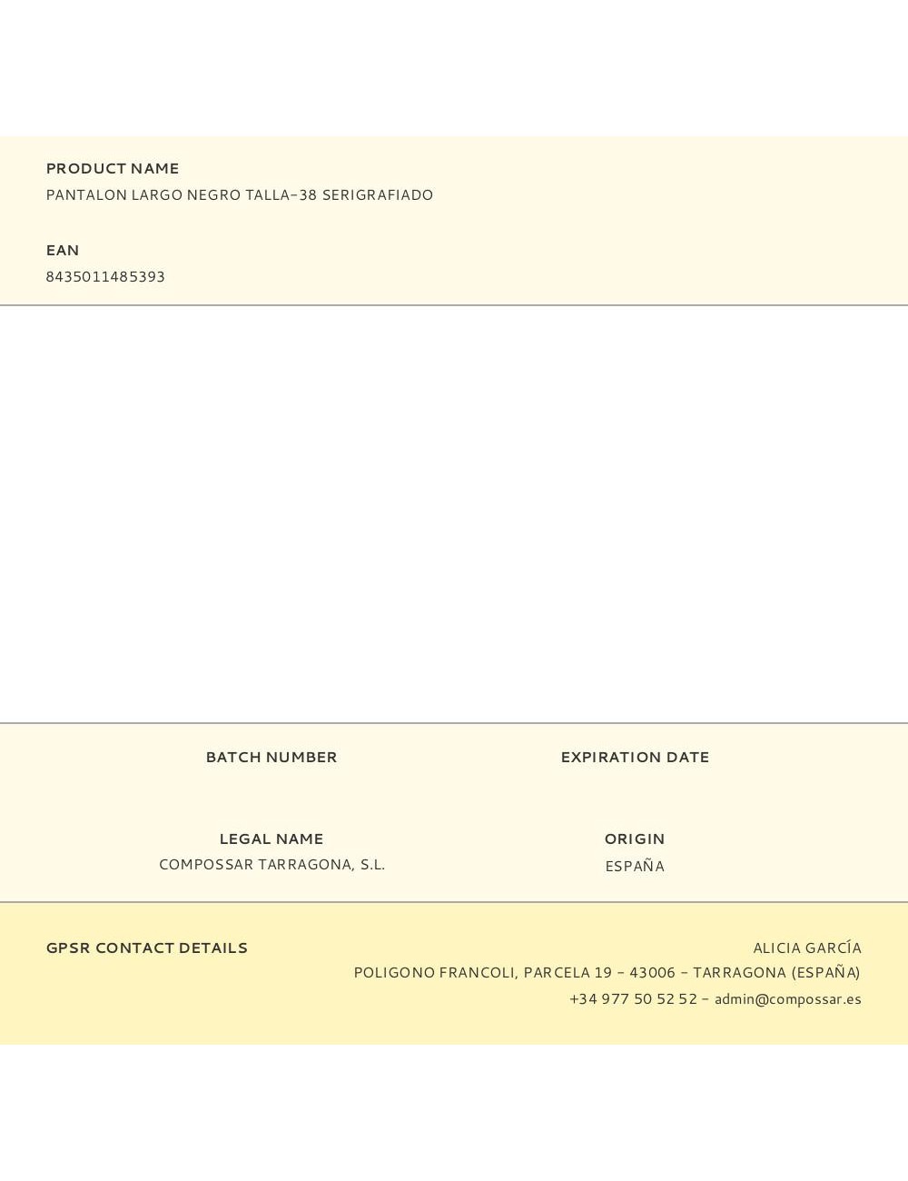 Pantalon largo negro talla-38 serigrafiado