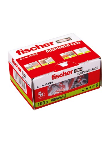 Taco duopower ø6 x 30 mm, caja 100 uds