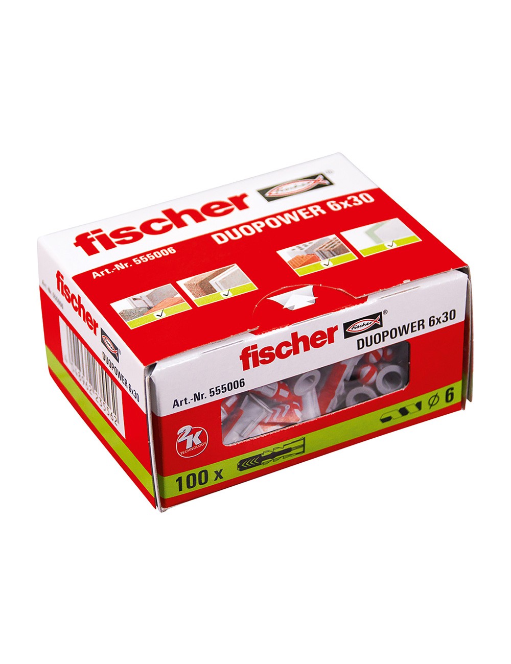 Taco duopower ø6 x 30 mm, caja 100 uds