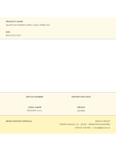 Masilla para madera sapeli 125 ml