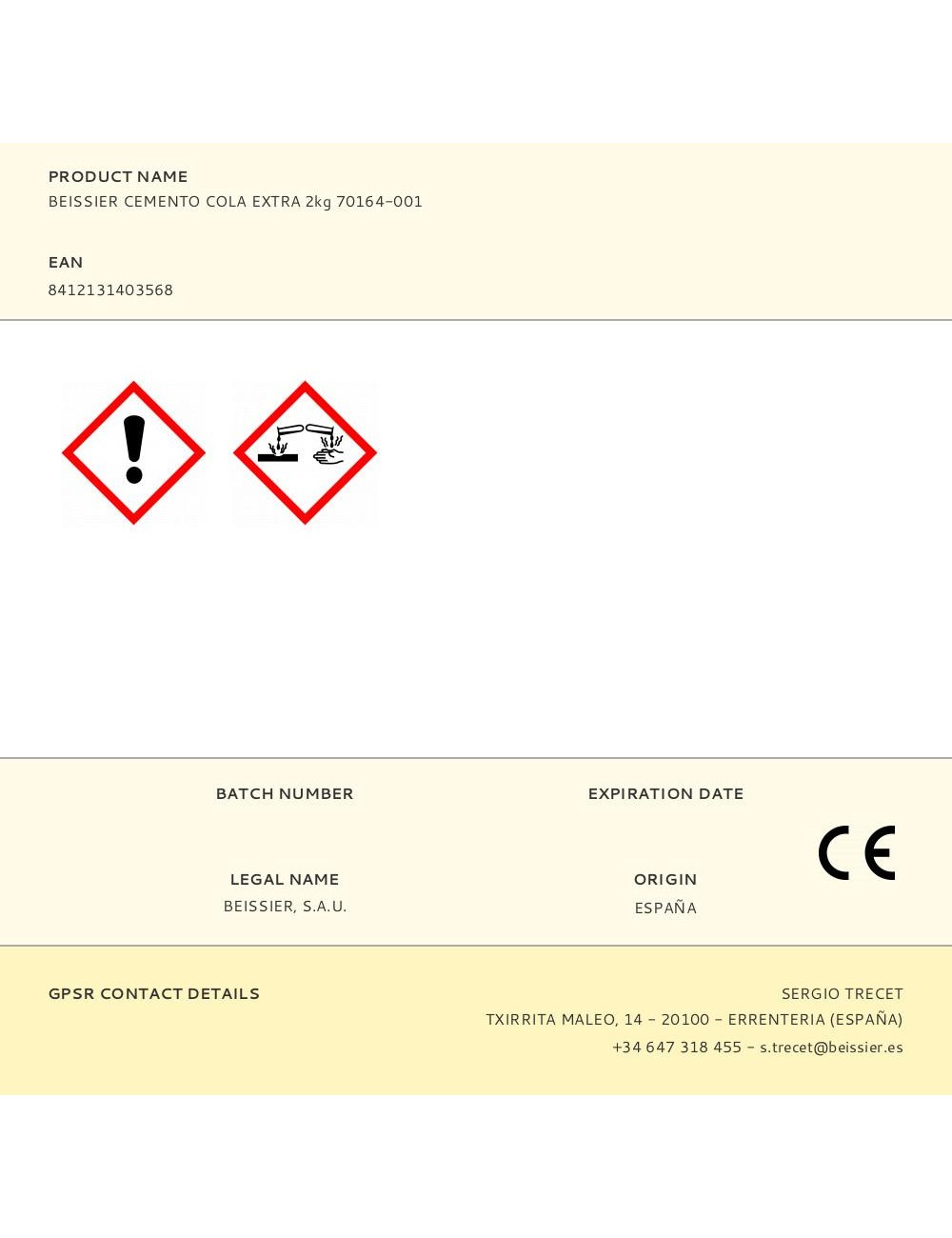Cemento cola extra 2 kg