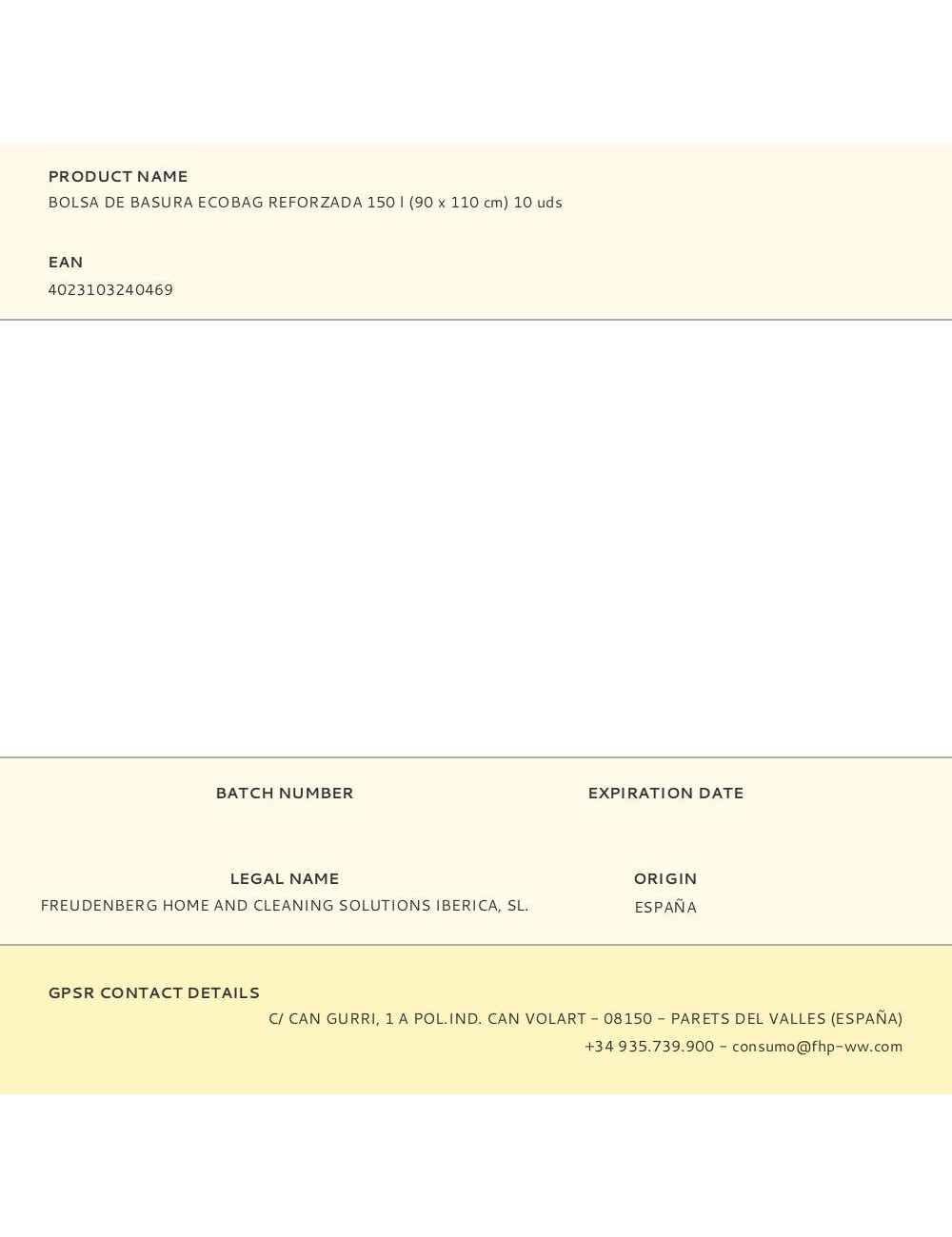 Bolsa de basura ecobag reforzada 150 l (90 x 110 cm) 10 uds