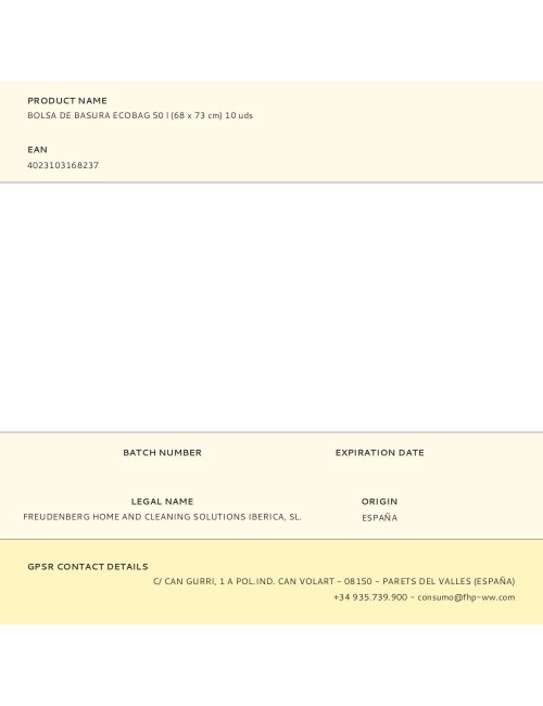 Bolsa de basura ecobag 50 l (68 x 73 cm) 10 uds