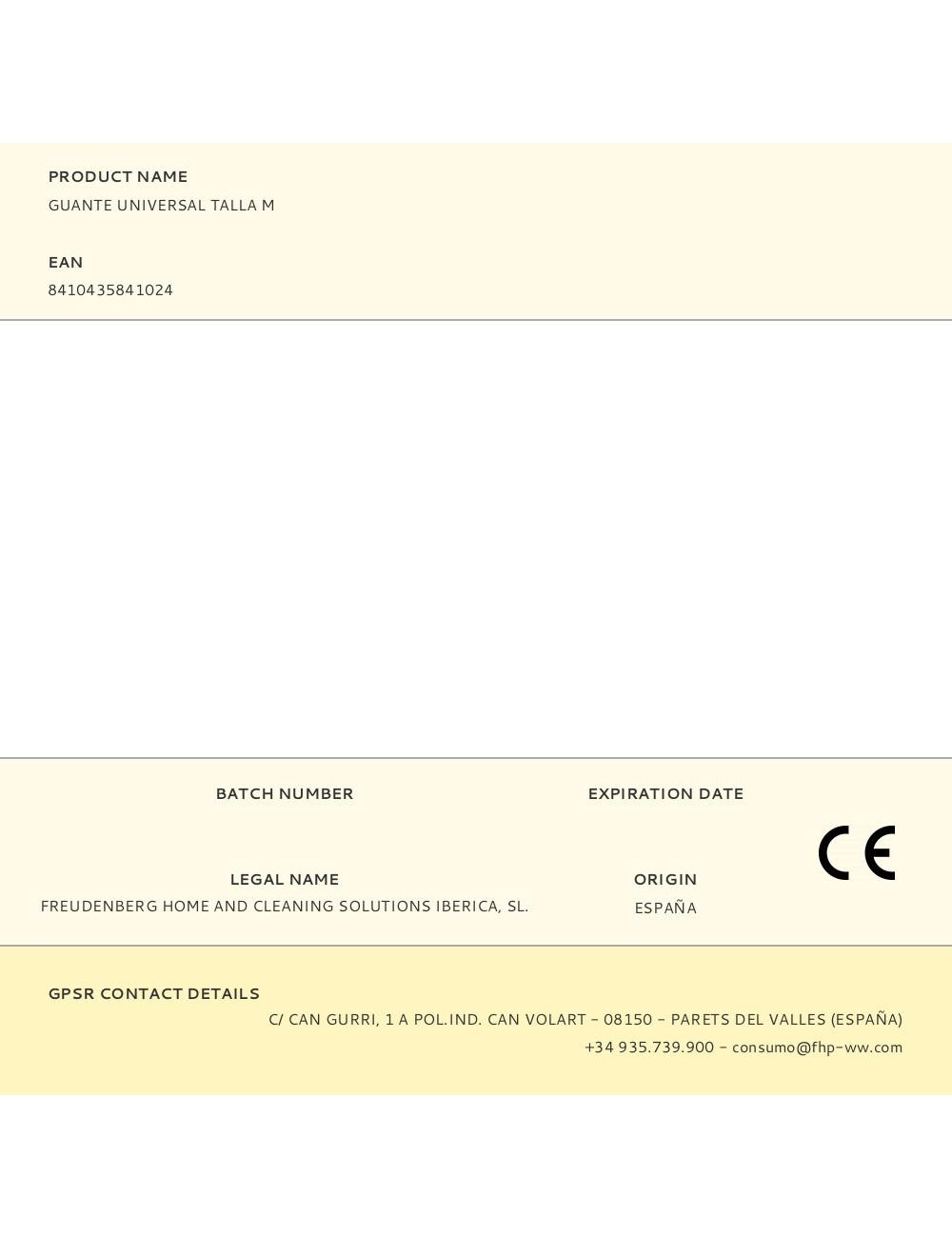 Guante universal talla m