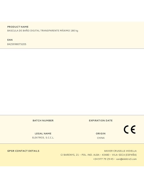 Bascula de baño digital transparente máximo 180 kg