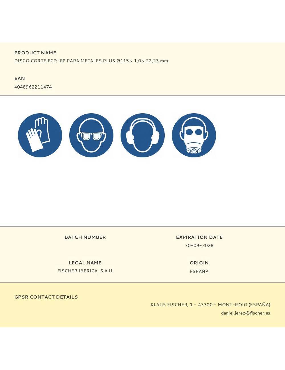 Disco corte fcd-fp para metales plus ø115 x 1,0 x 22,23 mm