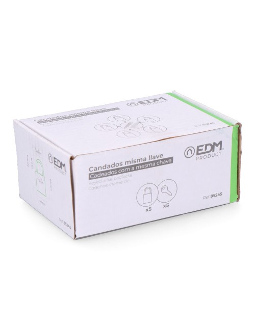 Pack 5 candados de latón arco normal 5 llaves iguales 40 mm