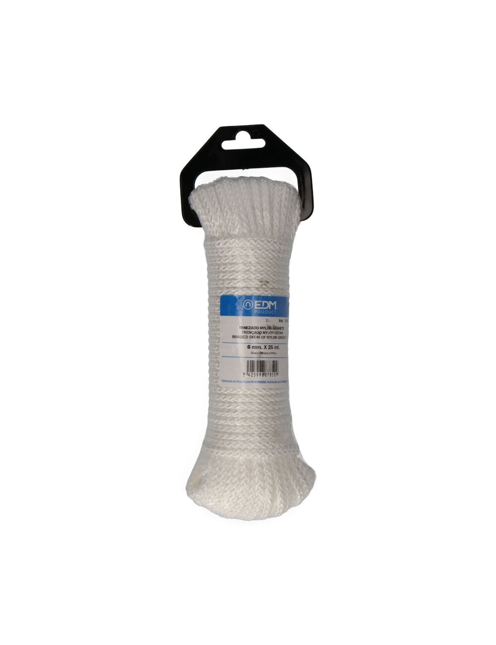 Cuerda trenzada nylon blanco granate, calibre 6 mm x 25 m