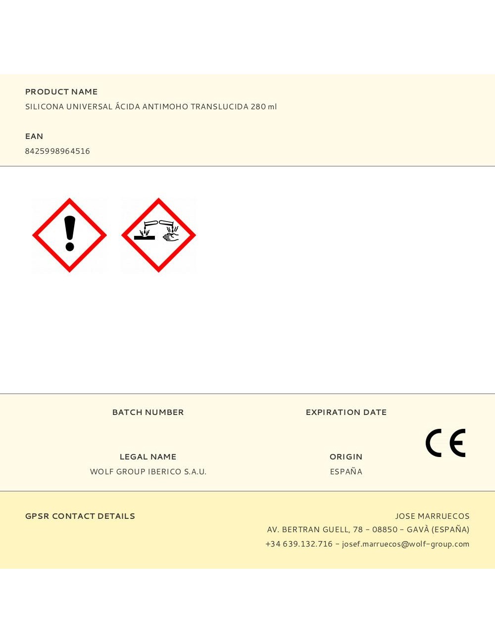Silicona universal ácida antimoho translucida 280 ml