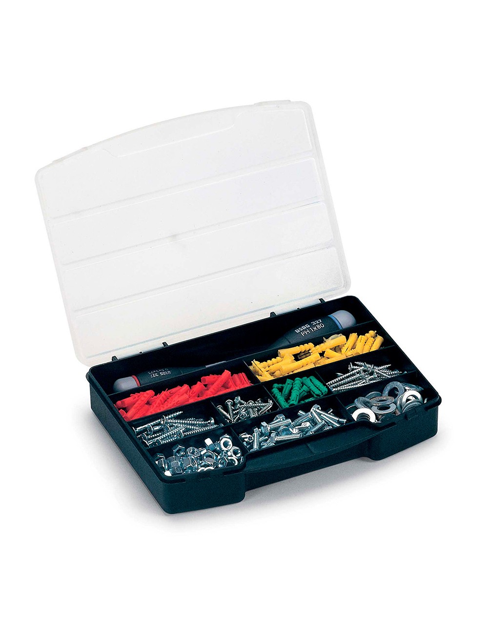 Organizador de compartimento con tapa 10 divisiones fijas 24,5 x 18 x 4 cm