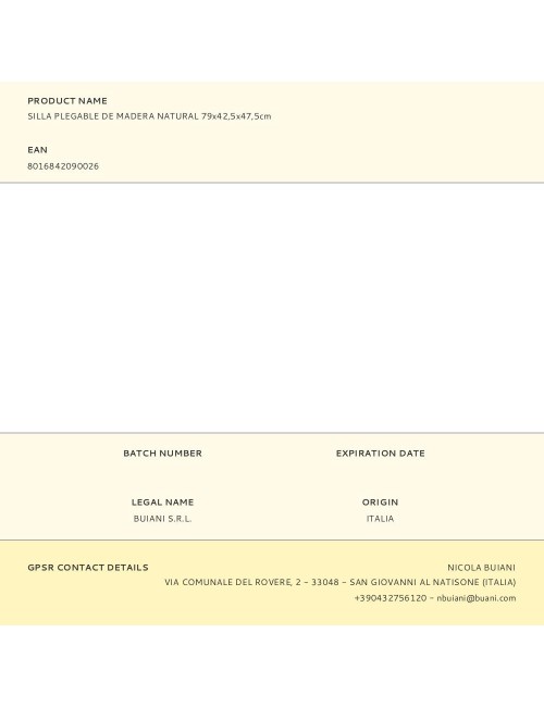 Silla plegable de madera natural 79x42,5x47,5cm