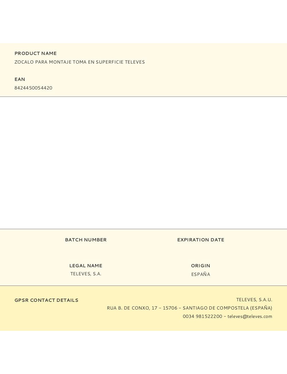 Zocalo para montaje toma en superficie televes